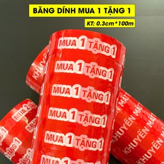 (2 Cuộn) Băng Keo Mua 1 Tặng 1, Băng Dính In Chữ Mua 2 Tặng 1, Băng Dính Khuyến Mại Tặng Kèm - Kích Thước 3cm*100m