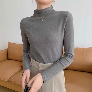 Áo giữ nhiệt lót lông nữ chất tăm cổ 3 phân mềm mịn xinh xắn ôm body (giữ nhiệt lông)