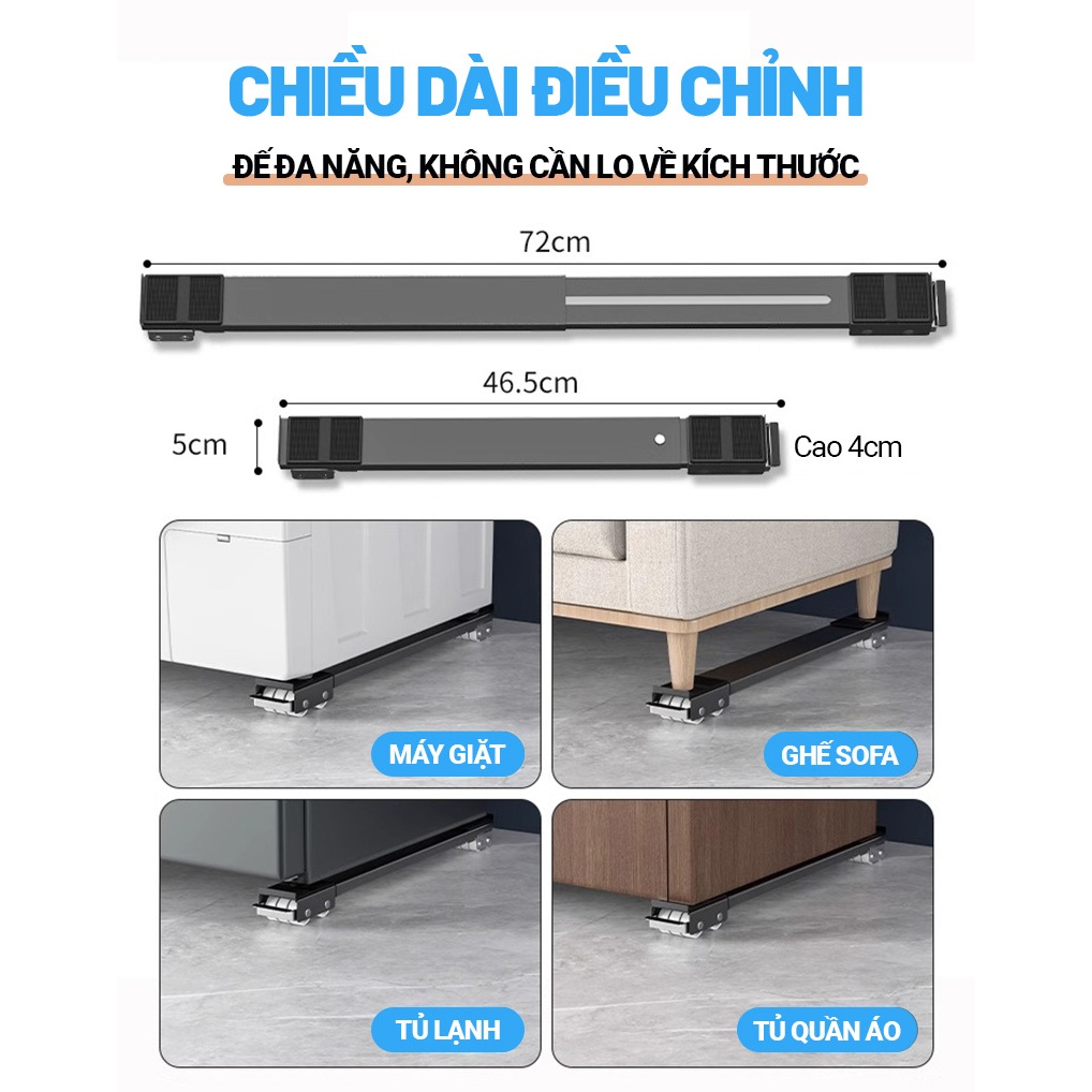 Kaleis Giá Đỡ Tủ Lạnh Đa Năng Có Bánh Xe – Thanh Trượt Di Chuyển Đồ Nặng, Điều Chỉnh Kích Thước
