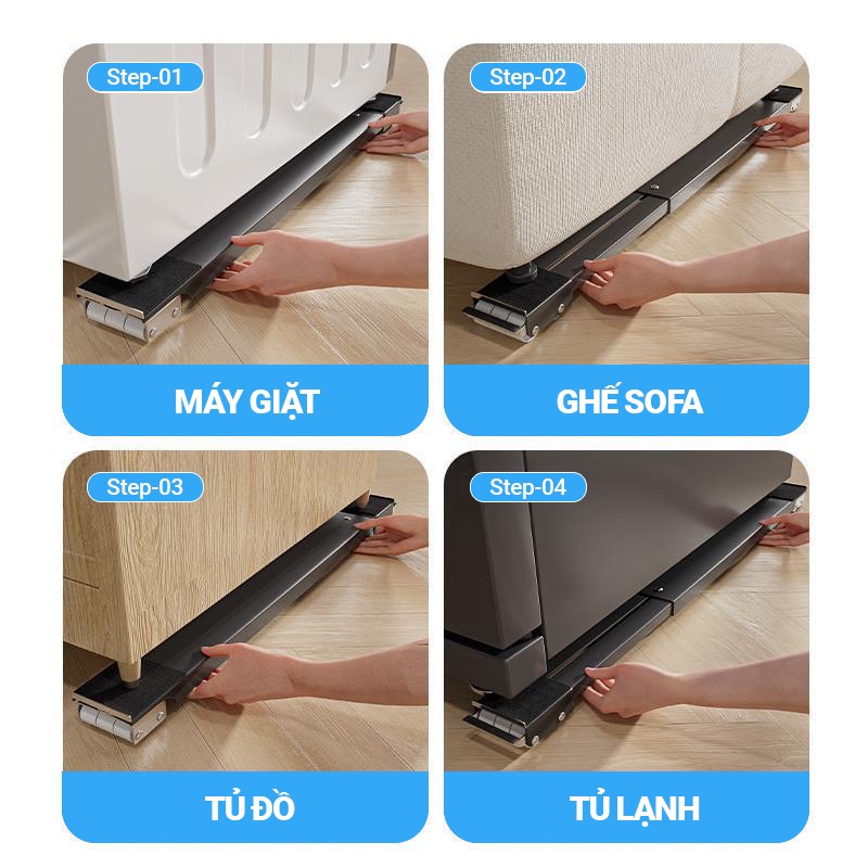Kaleis Giá Đỡ Tủ Lạnh Đa Năng Có Bánh Xe – Thanh Trượt Di Chuyển Đồ Nặng, Điều Chỉnh Kích Thước
