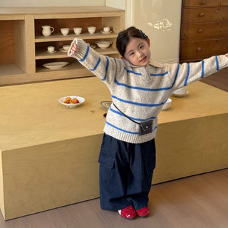 Quần jean ỐNG SUÔNG cho bé Batala kids, QUẦN JEAN GIẤY TÚI HỘP XANH ĐẬM phong cách cá tính.