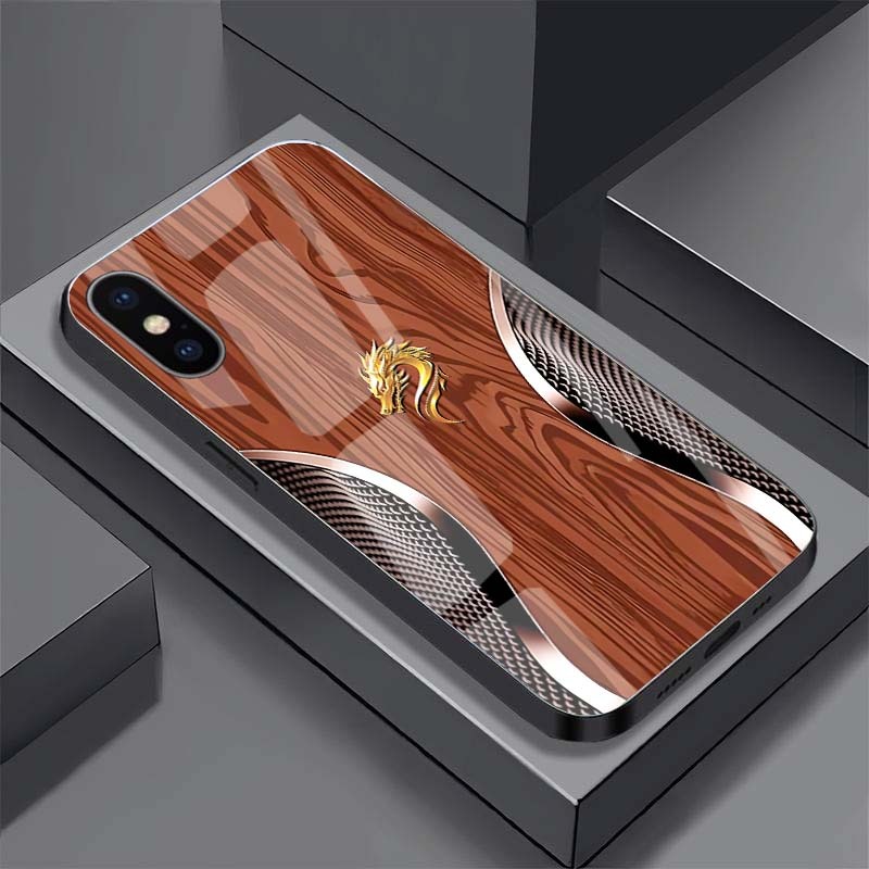 Ốp Lưng cho IPHONE X/ XS/ XS MAX – Rồng vân gỗ may mắn – Cao cấp, chống trầy, thời trang