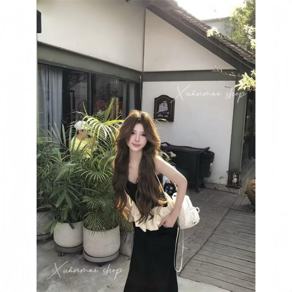 [VẠT NHỌN] Set ÁO DÂY PHỐI BÈO KEM TƠ áo dây phối bèo tơ chân váy đuôi cá Xuân Mai Shop