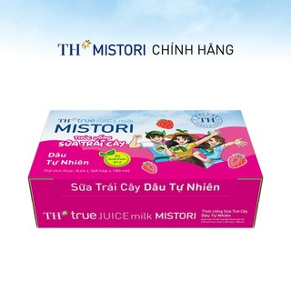Thùng 48 hộp thức uống Sữa trái cây Dâu tự nhiên TH true JUICE milk MISTORI 180ml (180ml x 48)