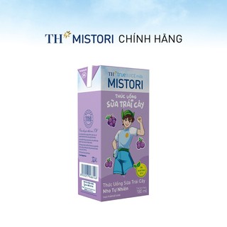 Thùng 48 hộp thức uống Sữa trái cây Nho tự nhiên TH true JUICE milk MISTORI 180ml (180ml x 48)