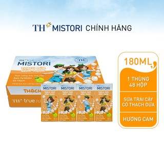 Thùng 48 hộp thức uống Sữa trái cây hương Cam có thạch TH true JUICE milk MISTORI 180ml (180mlx48)