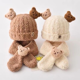 Mũ khăn mùa đông cho bé chất liệu lông 2 lớp giữ ấm cho bé thiết kế cute cực xinh hàng Quảng Châu