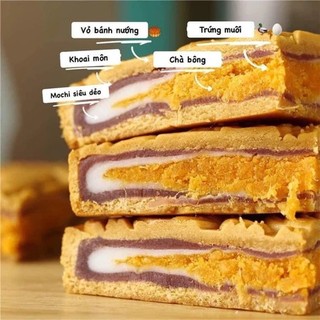 Bánh Mochi Khoai Môn Trứng Muối Chà Bông 500g - Bánh Trung Thu Ít Ngọt Vỏ Mỏng Nhân Dày