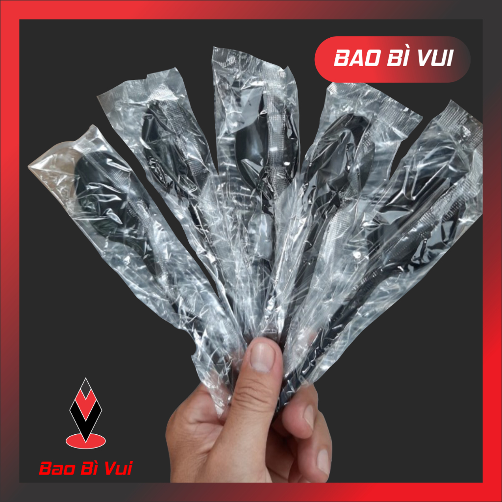 100 cái Muỗng nhựa bọc màng 15cm / 20cm