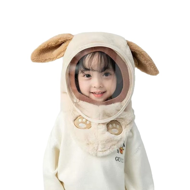 Mũ Len Trùm Đầu Loại Dầy Có Kính Gió Chống Bụi Bảo Vệ Cho Bé Từ 3 Tuổi