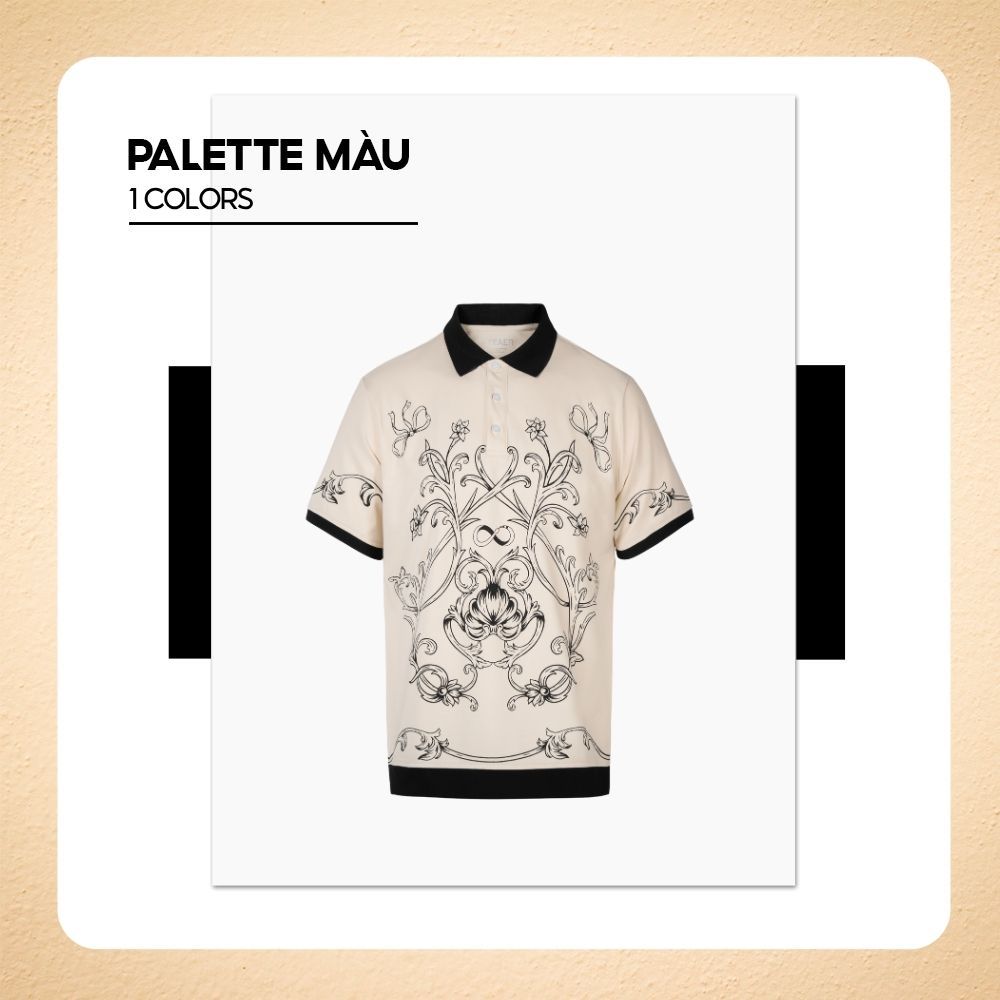 Áo polo nam cổ bẻ SHELLOR họa tiết Baroque in chìm nổi bật, cổ điển, vải CVC cao cấp - FEAER