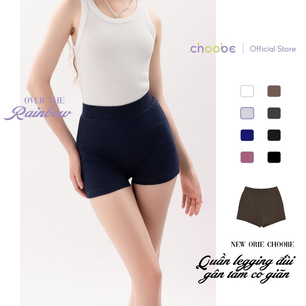 Quần đùi nữ Orie Choobe legging ôm biker short lưng cao vải gân tăm dày dặn co giãn tốt basic QS28 | BigBuy360 - bigbuy360.vn