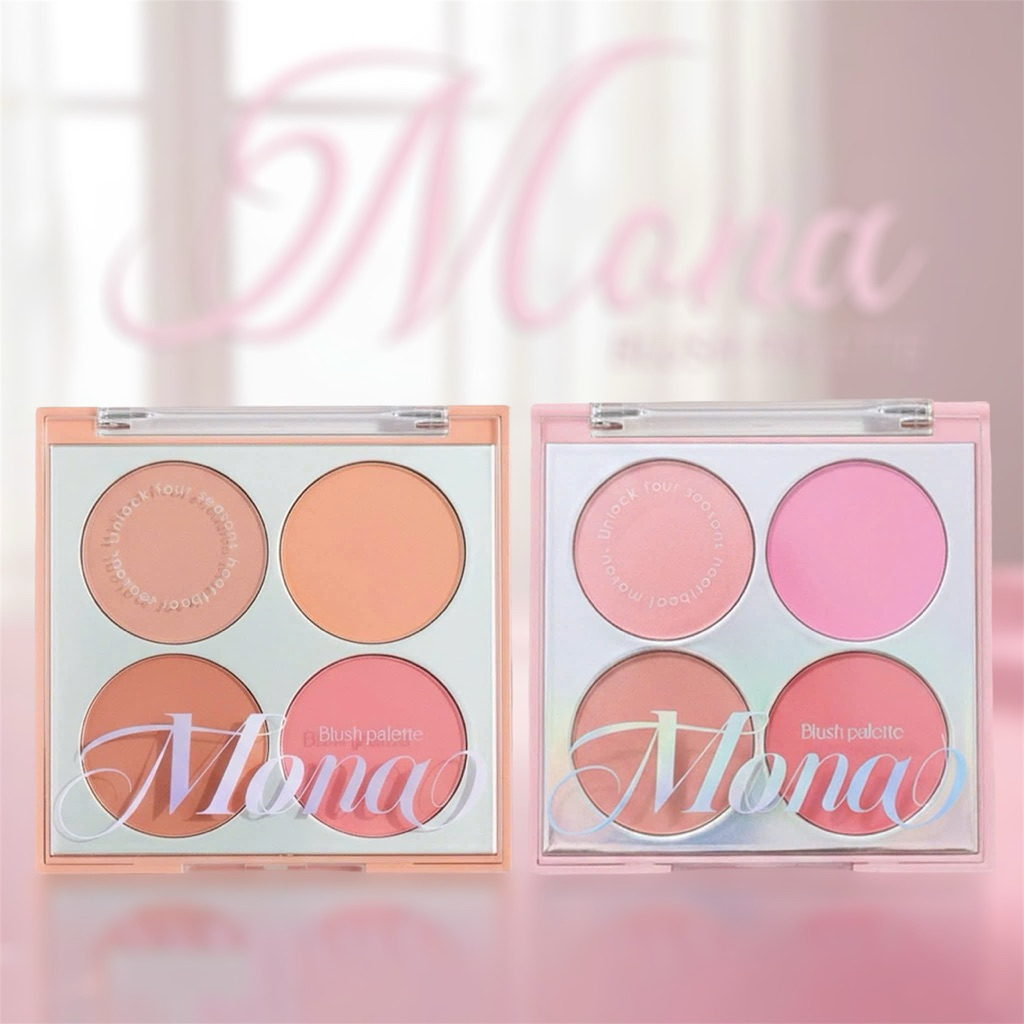 Má hồng Mona 4 ô – Tông cam & hồng sữa siêu xinh, dễ phối make up.