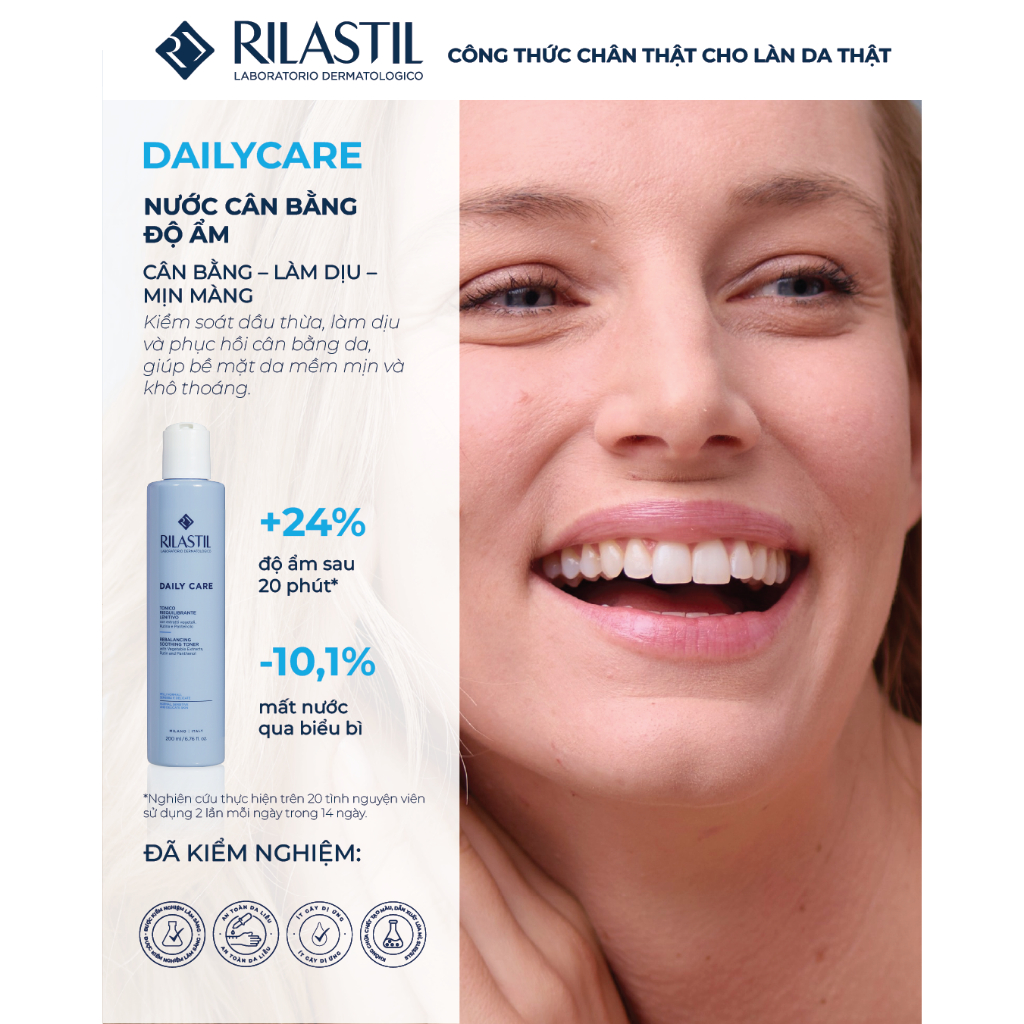 TONER DÀNH CHO MỌI LOẠI DA 200ML - RILASTIL DAILY CARE REBALANCING SOOTHING TONER 200ML - ÚT STORE