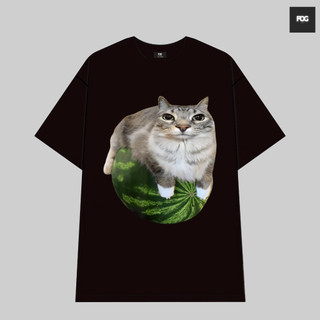 Áo Thun Meme Hài Hước Mèo Ôm Dưa Hấu, Áo Thun Oversize Hài hước, Premium Cotton 4 Chiều Nam Nữ