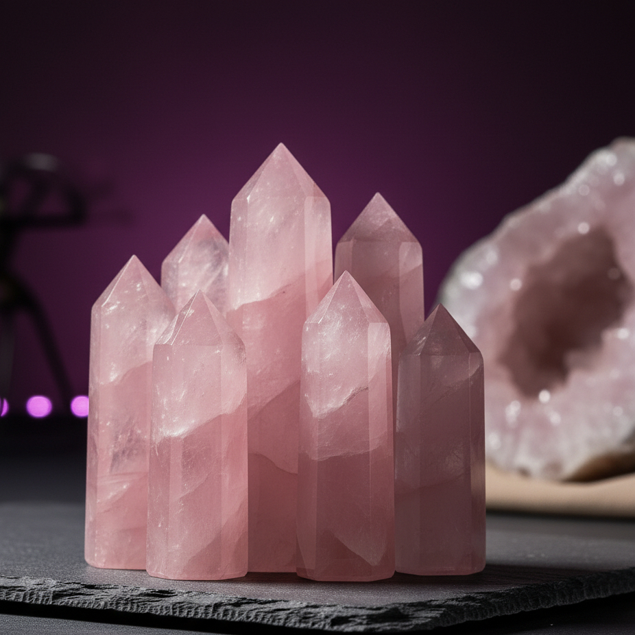 Trụ Thạch Anh Hồng tự nhiên ( Đá Rose Quartz) - Chữa lành, cân bằng cảm xúc, Đá thanh tẩy bài Tarot