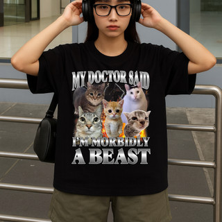 Áo Thun In Hình Mèo Hài Hước, Mèo Meme Dễ Thương, Áo Thun Oversize Hài hước, Premium Cotton 4 Chiều Nam Nữ