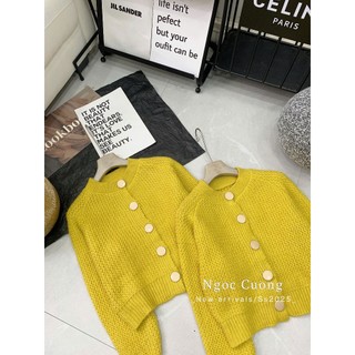Áo Len Cardigan Dài Tay Màu Vàng Cúc Đồng Basic QCCC Cao Cấp