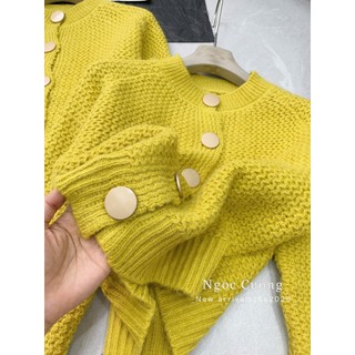 Áo Len Cardigan Dài Tay Màu Vàng Cúc Đồng Basic QCCC Cao Cấp