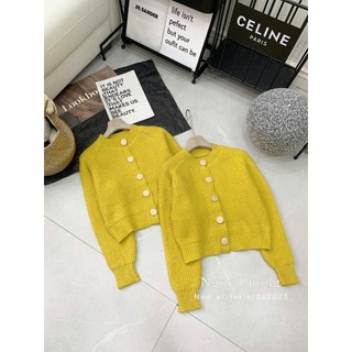 Áo Len Cardigan Dài Tay Màu Vàng Cúc Đồng Basic QCCC Cao Cấp