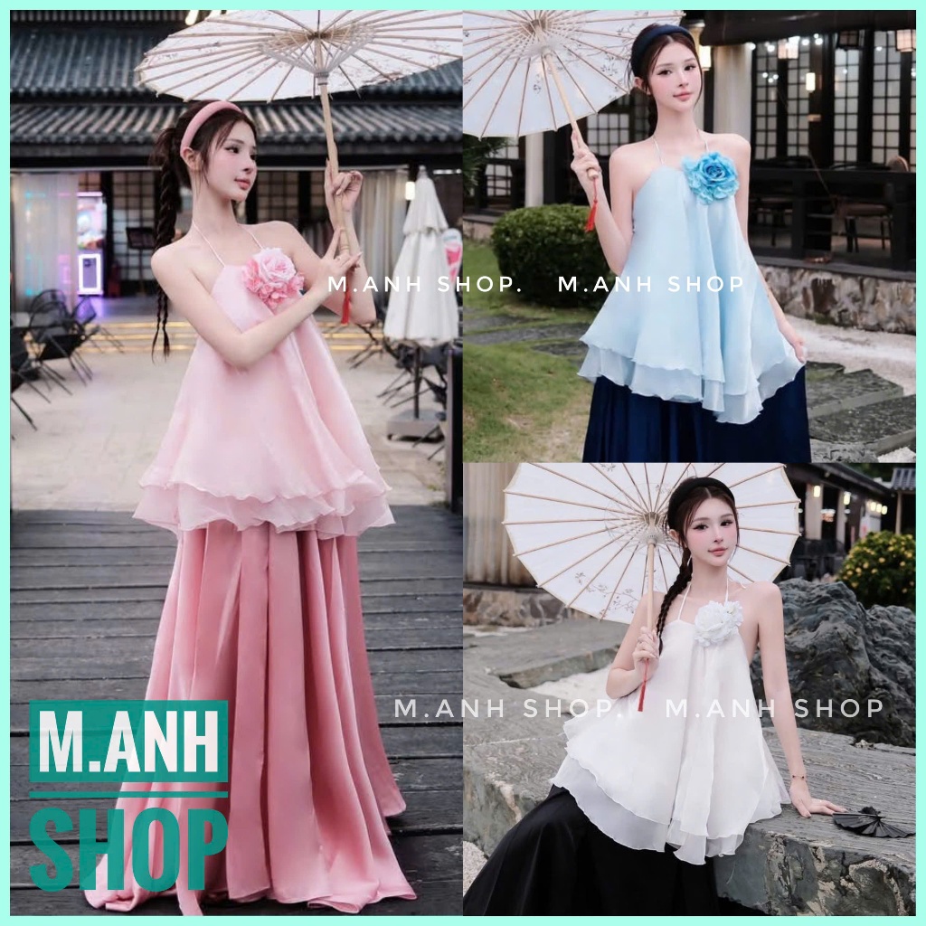 Yếm Voan Tơ 2 Lớp Đính Hoa Chụp Ảnh Tết Xinh Đẹp