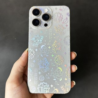 Miếng Dán Lưng Viền iPhone PPF Nhám Hình Thần Tài Phản Quang Ngũ Sắc – Từ iPhone 12 Đến 17 Pro Max