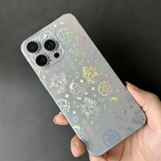 Miếng Dán Lưng Viền iPhone PPF Nhám Hình Thần Tài Phản Quang Ngũ Sắc – Từ iPhone 12 Đến 17 Pro Max