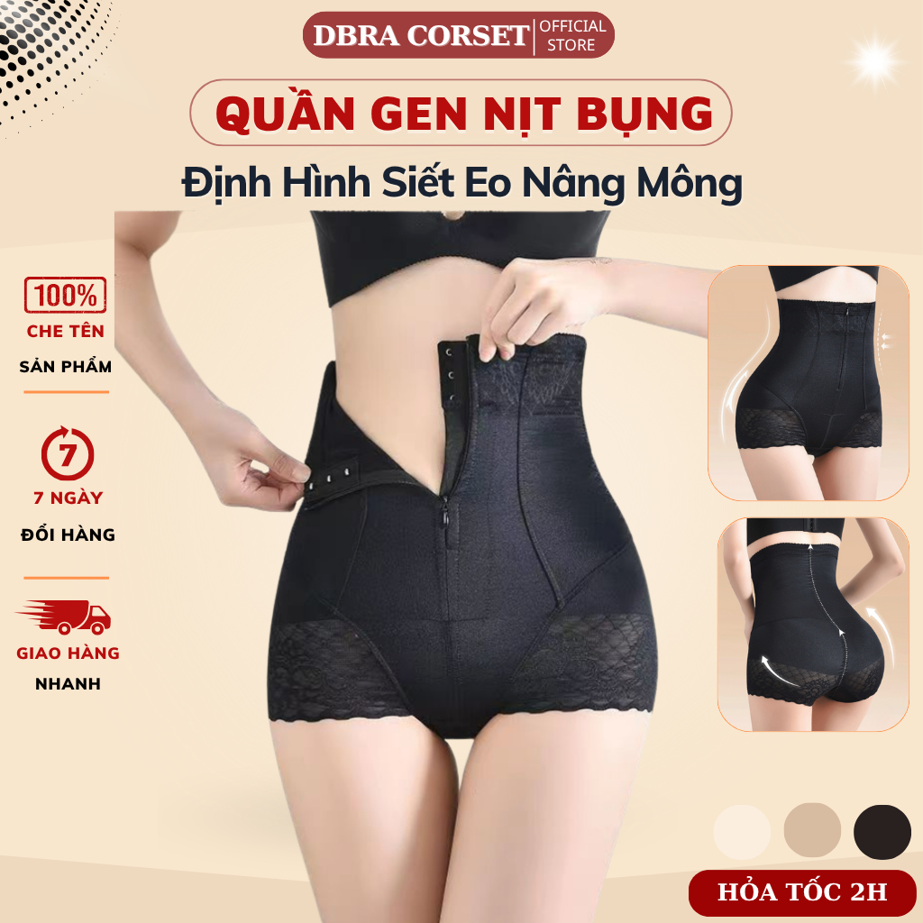 Quần Gen Nịt Bụng DBRA CORSET Định Hình Cạp Cao Kéo Khóa Có Nẹp Chống Cuộn Siết Eo Thon Gọn - GB.25