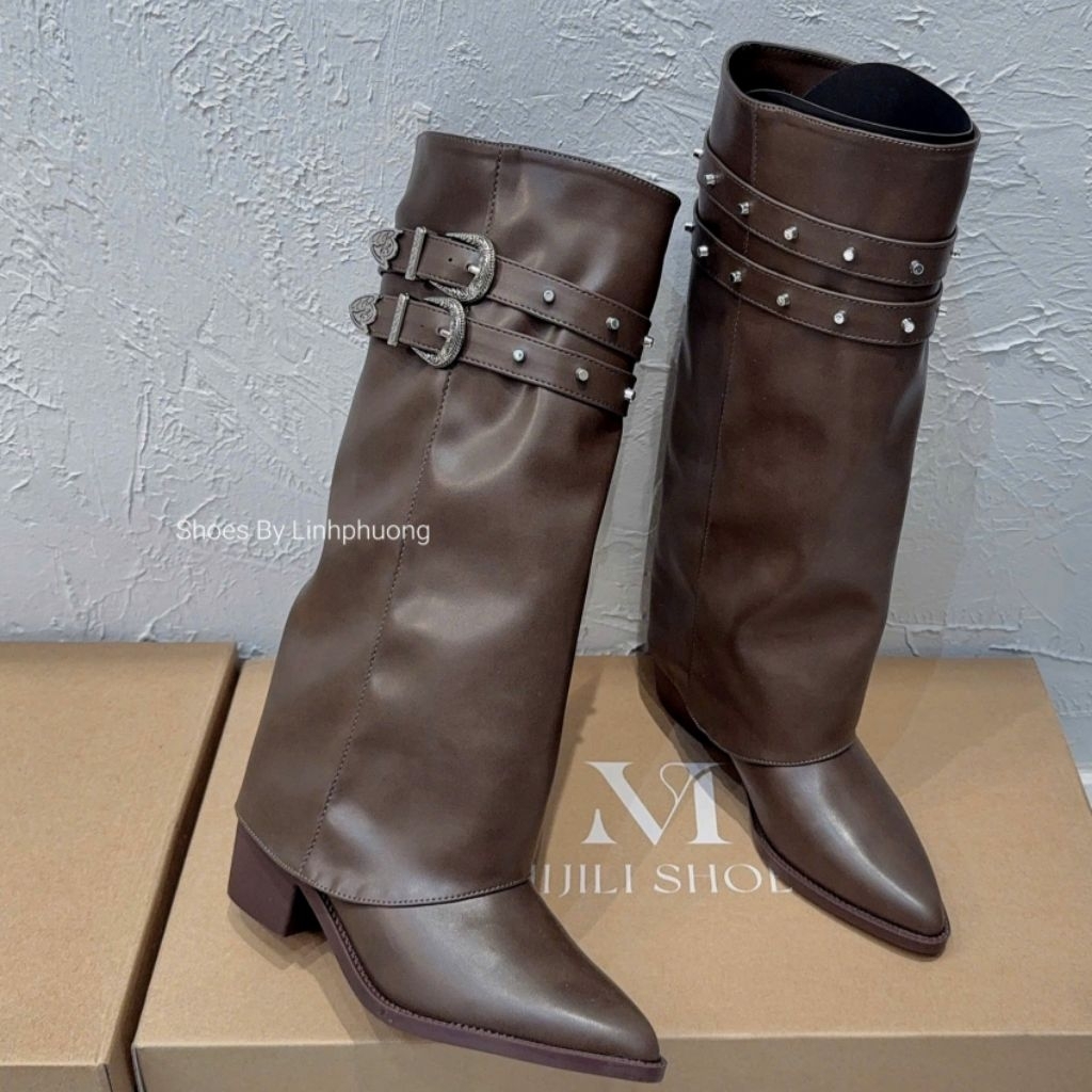[‼️GIÁ XẢ BỎ MẪU ] Boot da 2 khóa ống dài brand MIJILI giấu đế hàng QCCC fullbox