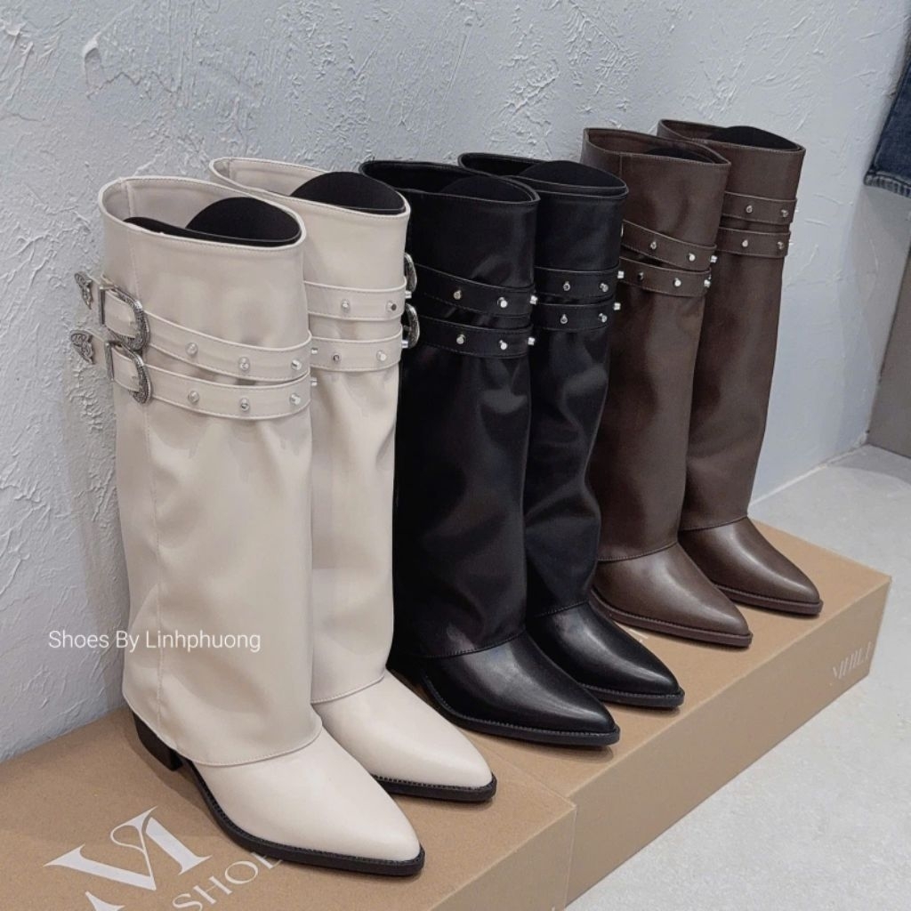 [‼️GIÁ XẢ BỎ MẪU ] Boot da 2 khóa ống dài brand MIJILI giấu đế hàng QCCC fullbox