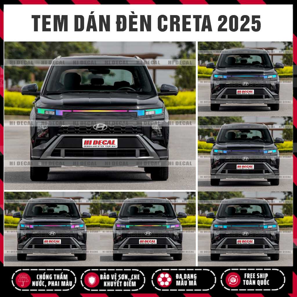 Tem dán đèn Creta 2025  fom mới, decal dán đèn dổi màu trong 3 lớp cao cấp không thấm nước, độ bền cao HI Decal