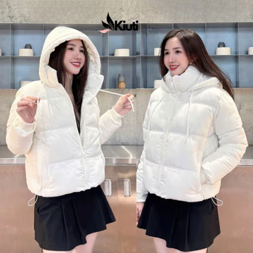 Áo Khoác Phao Nữ Vải Da Hàn Quốc KIUTI Có Mũ Áo khoác phao nữ cao cấp áo phao da nữ mẫu mới đẹp nhất