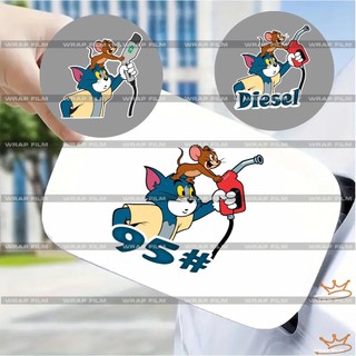 Tem dán nắp bình xăng Mèo và chuột – Dây sạc điện Xăng Dầu