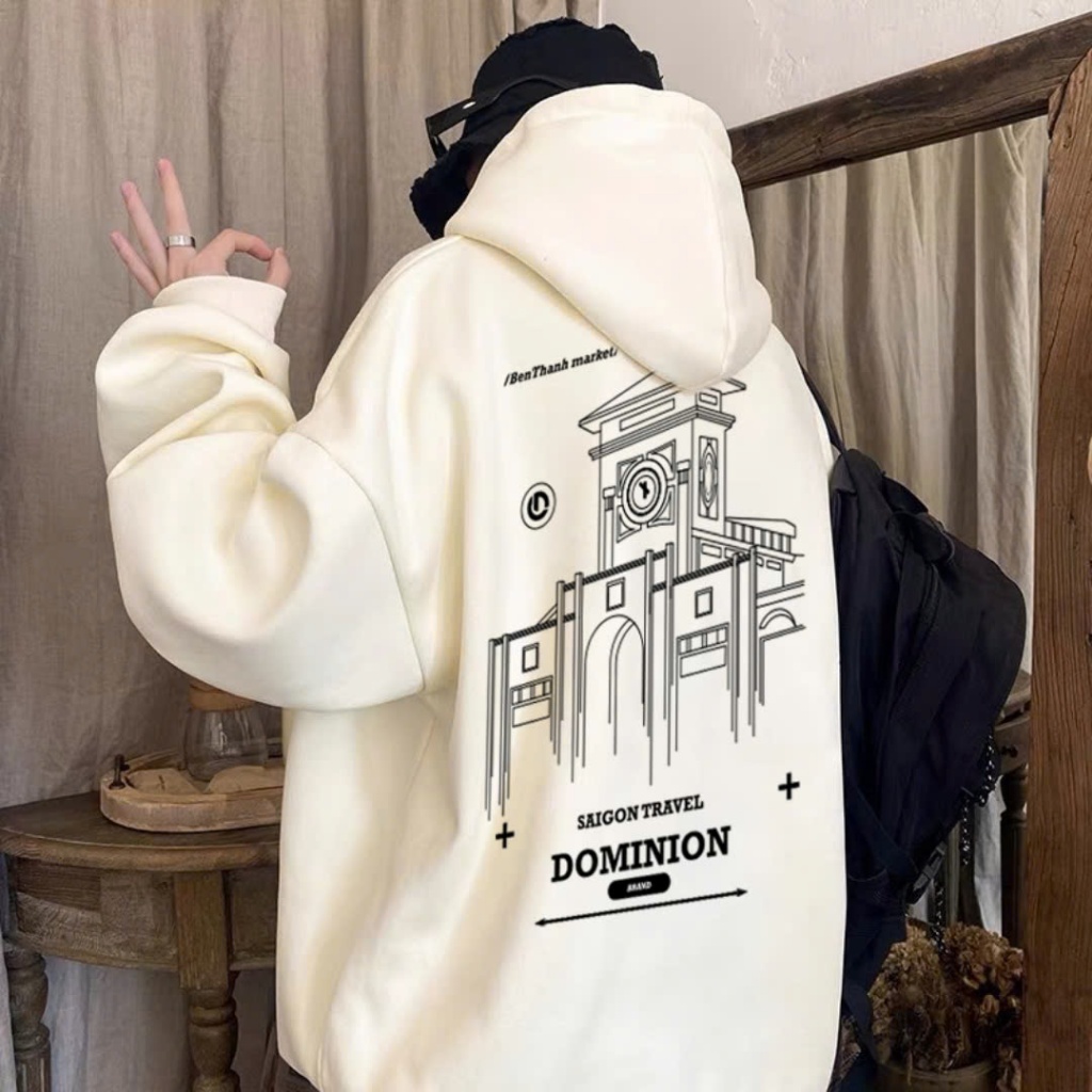 Áo hoodie nam nữ unisex cặp đôi Bến Thành nỉ bông form rộng có mũ ulzzang hàn quốc cute K1