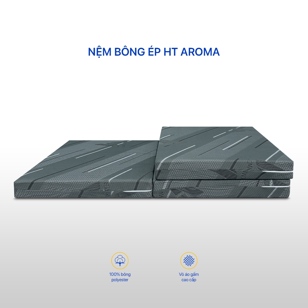[Giao tận cửa HCM/HN] Nệm Bông Ép HT Gấp 3 Aroma, Nệm Cứng Vừa, Nâng Đỡ Cơ Thể Tốt, Bảo Hành 5 Năm