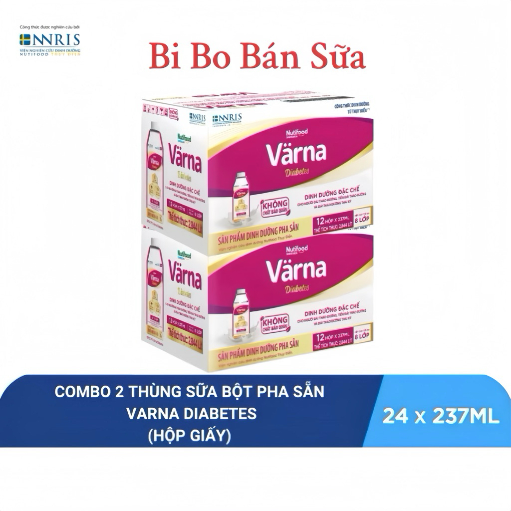 COMBO 2 Thùng 24 Hộp Sữa Bột Pha Sẵn Värna Diabetes - 237ml [Ổn Định Đường Huyết]