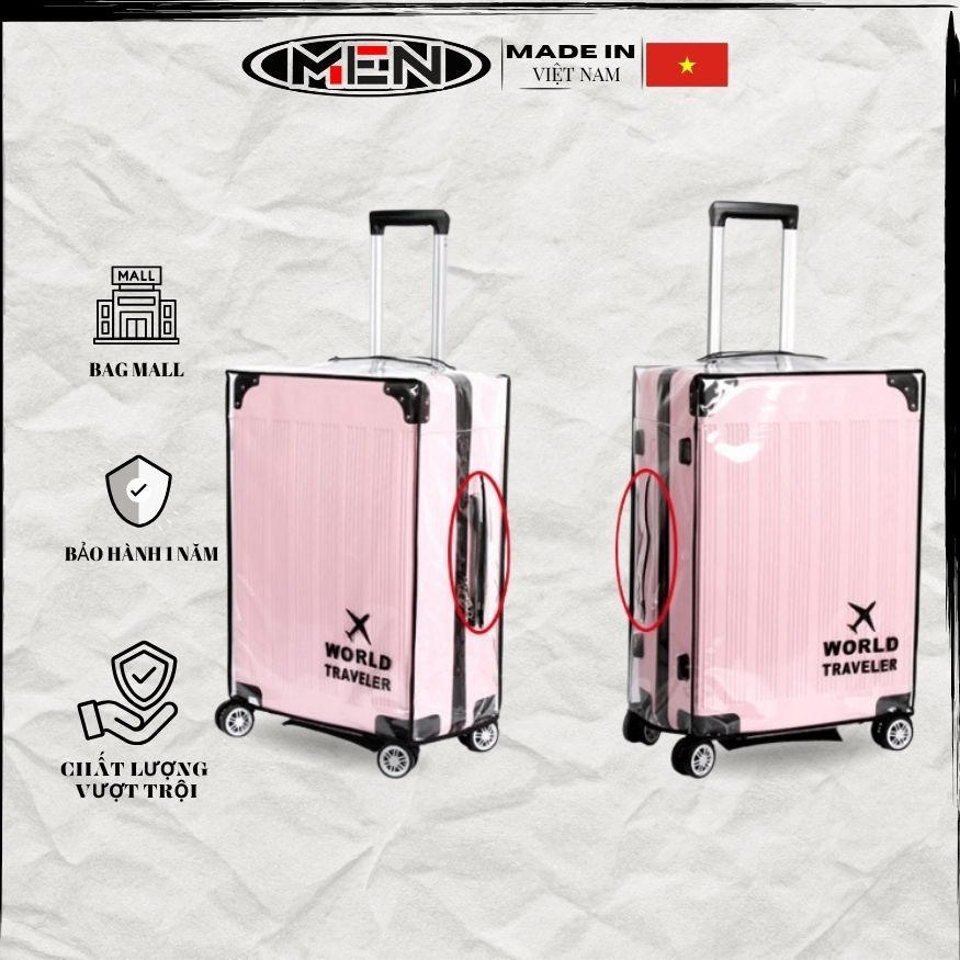 Trùm bọc vali nhựa 20-24-28-30 inch trong suốt có dây kéo các khe mới sang trọng M.E.N {Hàng tốt}