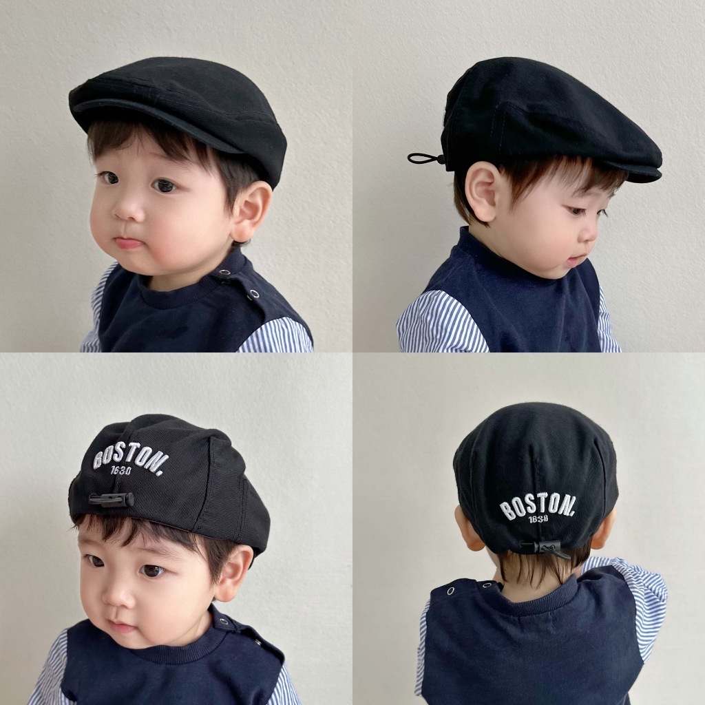 Mũ nồi thêu BOSTON + mũ lưỡi trai chất cotton mềm cho bé 1-2 tuổi mesocshop
