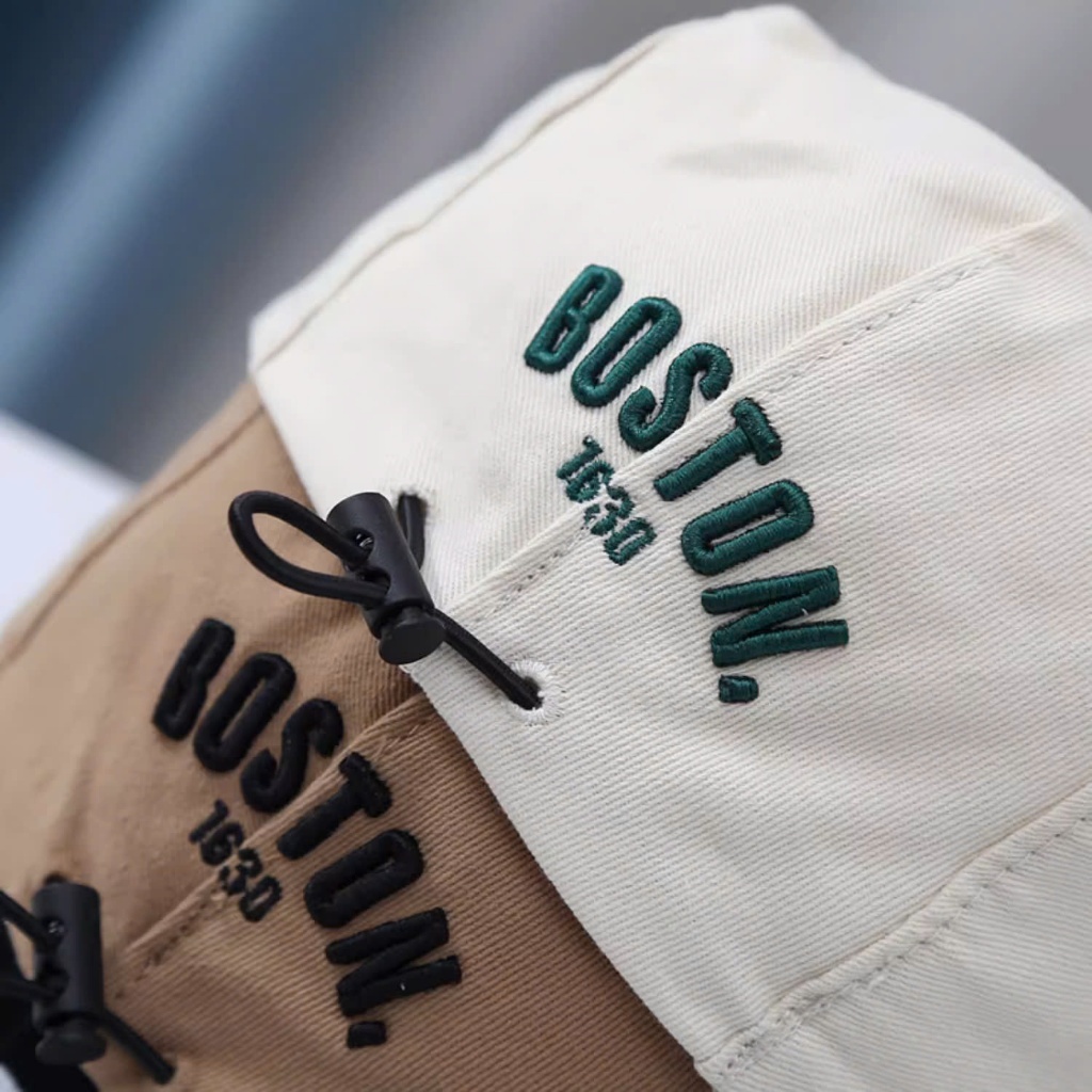 Mũ nồi thêu BOSTON + mũ lưỡi trai chất cotton mềm cho bé 1-2 tuổi mesocshop