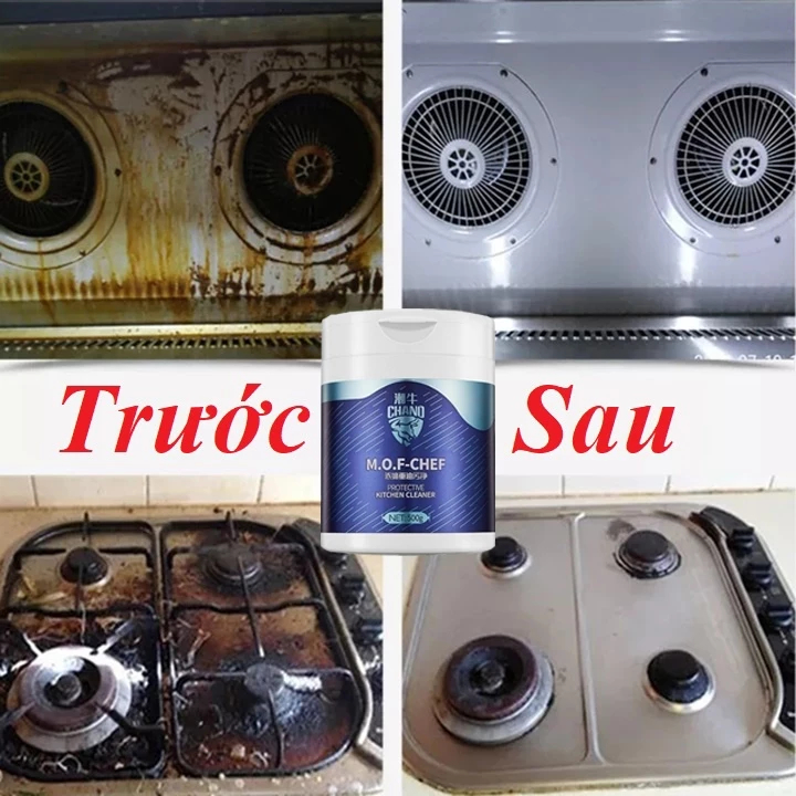Bột Tẩy Rửa Dầu Mỡ Đa Năng Nhà Bếp MOF CHEF CHANO 500g - Tẩy Sạch Vết Dầu Mỡ Lâu Ngày Cho Đồ Gia Đình