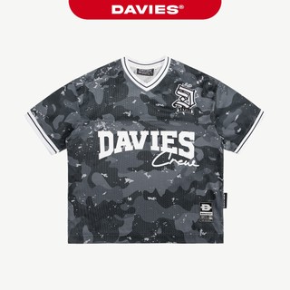 Áo Jersey nam nữ họa tiết Camo DAVIES vải lưới in chữ kết hợp thêu logo form rộng hiphop Crew Jersey Tee| D-T41