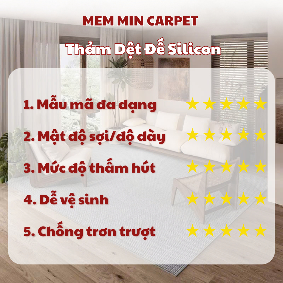 Thảm Dệt Decor, Thảm Trải Sàn Phòng Khách, Thảm Decor Chụp Hình, Thảm Thiết Kế Sang Trọng Hiện Đại - MeminCarpet