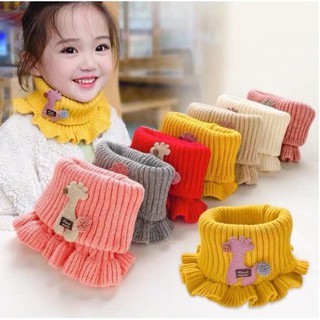 Khăn len ống quàng cổ nhún bèo đính họa tiết xinh xắn cho bé gái tuyển sỉ