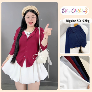 Áo Thun Mỏng Khoác Ngoài Bigsize Nữ Dáng Áo Cardigan Tay Dài Nữ Tính Vải Co Giãn Cho Chubby A310