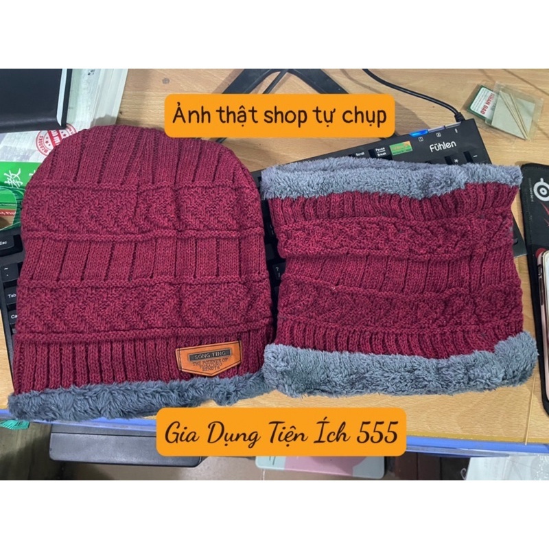 Sét Mũ Len Nam Nữ Kèm Khăn Ống Choàng Cổ Cực Ấm, Chất Đẹp,Len Mịn,Chuẩn Hàng Quảng Châu