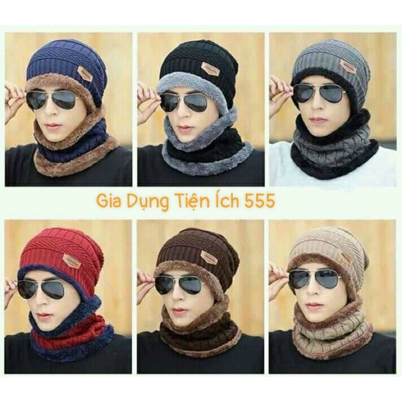 Sét Mũ Len Nam Nữ Kèm Khăn Ống Choàng Cổ Cực Ấm, Chất Đẹp,Len Mịn,Chuẩn Hàng Quảng Châu
