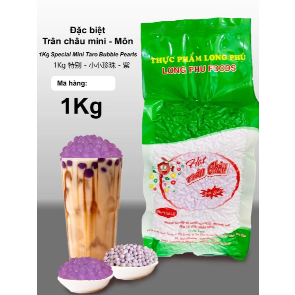 Trân Châu Mini Khoai Môn Long Phú 1Kg – Topping Nguyên Liệu Trà Sữa, Chè Ngọt, Trân Châu Dai Dẻo