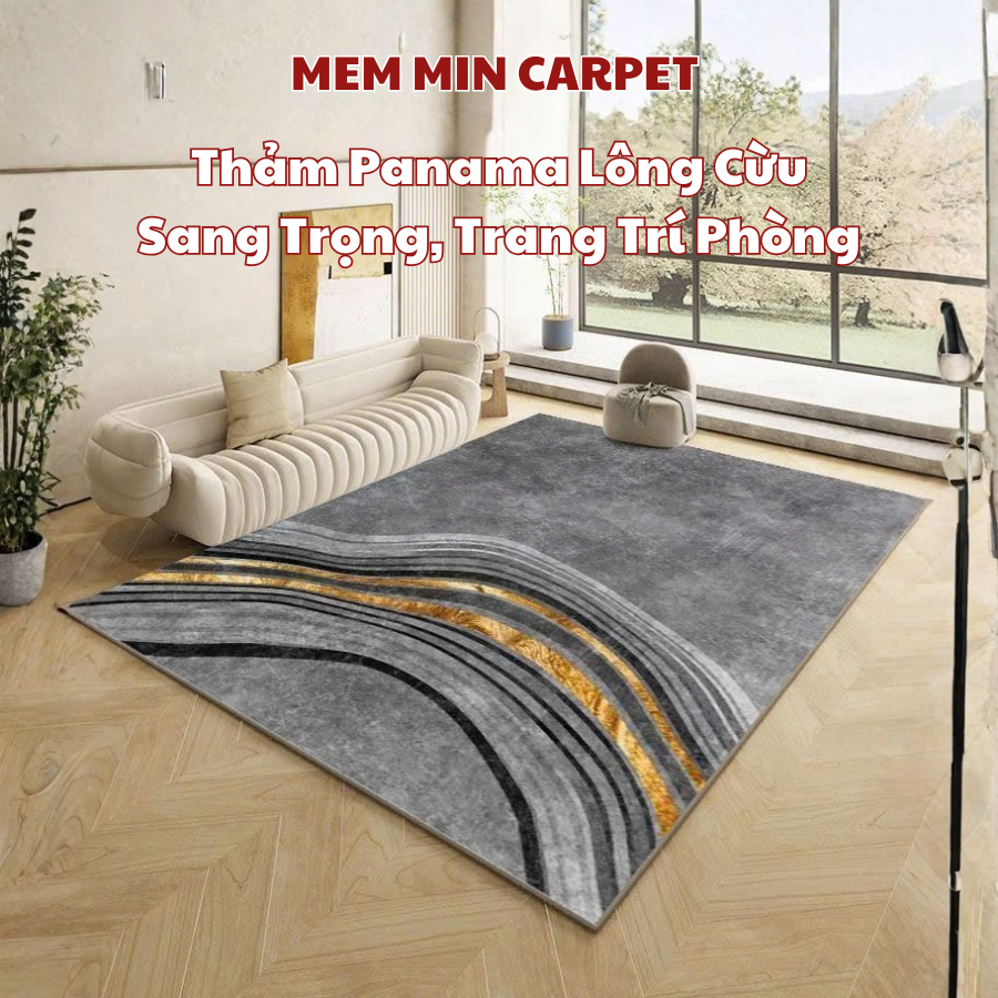 Thảm Panama Lông Cừu Cao Cấp Họa Tiết Sang Chảnh, Làm Cho Căn Nhà Thêm Trang Trọng - MemMinCarpet - THP46
