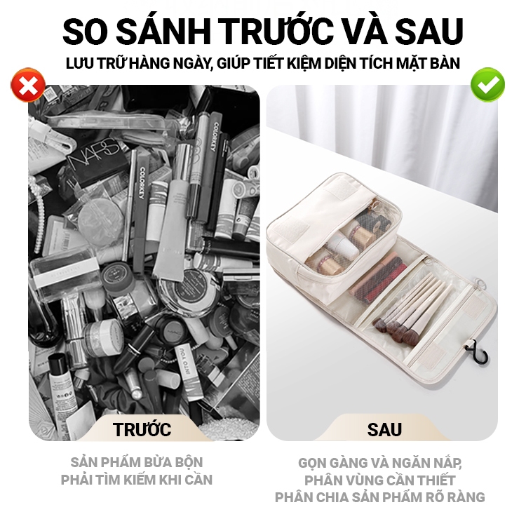 Kaleis Túi Đựng Đồ Trang Điểm Cá Nhân Du Lịch Có Móc Treo, Chống Nước, Gọn Nhẹ, Đa Năng