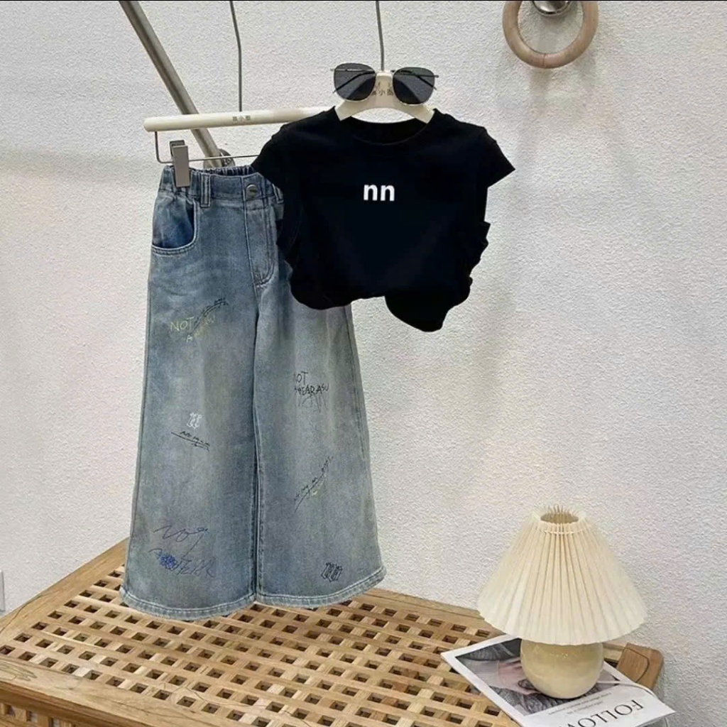 Set Quần Jean Áo Cotton Cho Bé Gái thoải mái